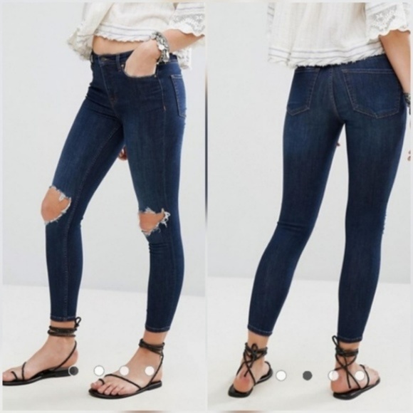 Free People Denim - Free People Busted Knee High Rise Skinny Jeans